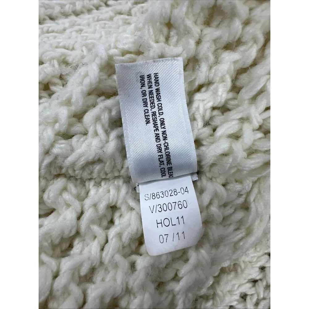GAP Scarf Chunky‎ Wool Blend Cable Fisherman Style Cowl Cream Classic Thick Knit